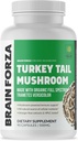 Cérebro Forza Organic Turkey Tail Mushroom Cápsulas, Cogumelo em pó Imune Support, Apoio à Saúde Fígado e Digest, Apoio à Defesa Orgânica, Não-GMO, Vegan, Orgânico, 90 Cápsulas