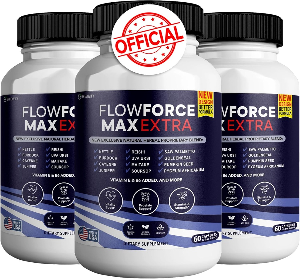 Flow Force Max Extra Prostata-Ergänzungen für Männer Kapseln, Gesundheits-Ergänzungen - Maximale Stärke, All Natural to Support Normal & Healthy Function (300 Kapseln) (5 Pack)