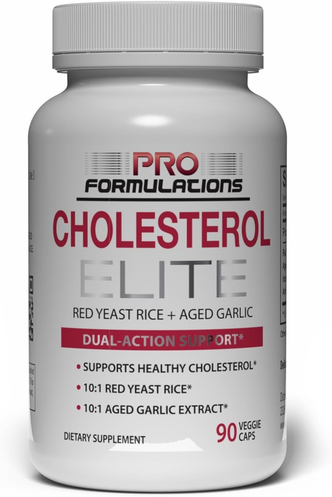 Pro Formulierungen MD Cholesterol Elite – Dual Action Cholesterol Support – 90 Veggie Caps – Powered by Red Yeast Rice & Aged Garlic Extract – Verbessert mit Inositol & Artichoke Extract