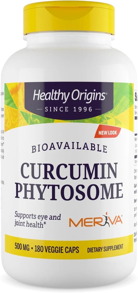 Orígenes saludables Fitooma de la Curcumina (Característica Meriva SF) 500 mg, apoya la salud en los ojos conjuntos, no GMO, Vegan, 180 cápsulas vegetales