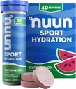 Tablettes électrolytes Nuun Sport avec magnésium, calcium, potassium, chlorure et sodium, sans gluten et végétalien, pastèque, 4 paquets (40 portions Total)