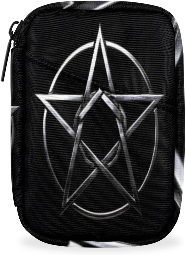 Gray Metal Pentagram Pill Box 7 Day Travel Pill Organizer for Adult Elder Child Pill Case with Zipper Magic Circle Portable Weekly Case Compact Размер на витамин Доплащане
