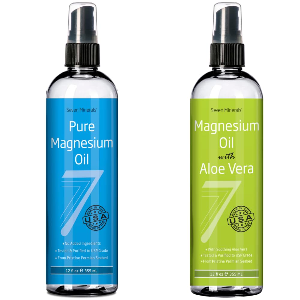 Seven Minerals Pure Magnesium Oil & Pure Magnesium Oil with Aloe Vera