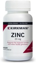 Kirkman - Zinc 20mg - 100 Capsules - Soutien immunitaire - Haute absorption - Hypoallergénique