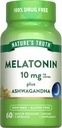 The Nature' Truth Melatonin 10mg with Ashwagandha s 60 Capsules s Non-GMO " Free supplement for Adults