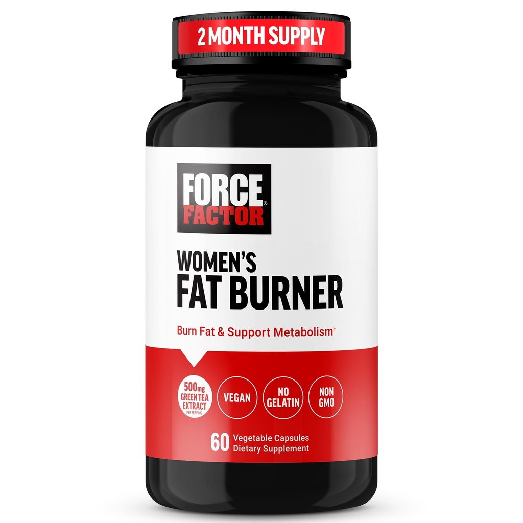 Force Factor Women’s Fat Burner, Metabolism Booster, and Weight-Loss Supplement Support, Green Tea Fat Burner Weight-Loss Pills to Help with Energy, Diet, and Exercise, Vegan, Non-GMO, 60 Capsules