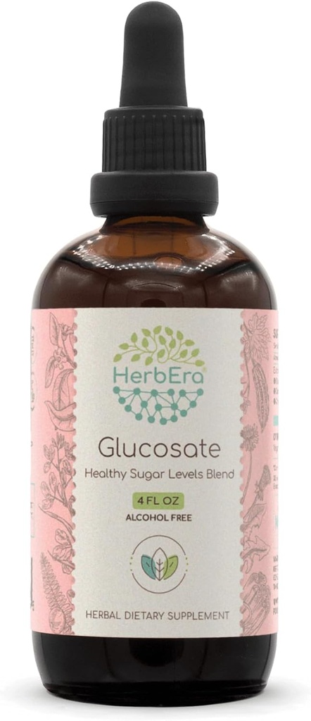 HerbEra Glucosate B120-Free Extract Taincture, Bitter Melon Fruit, Cinnamon Bark, Dandelion Root, Gymnema Leaf, Fenugreek Seeds, Amla Fruit. Gula Sehat Tingkat Campuran 4 Fl Oz