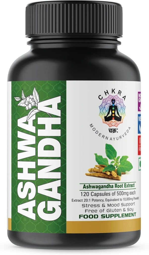 MUFASA 有机Ashwagandha 等价10 000 mg - 120 Vegan Capsules - 纯有机Ashwagandha Powder和根提取Capsules - 压力缓解,Mood增强剂 - 4个月供应