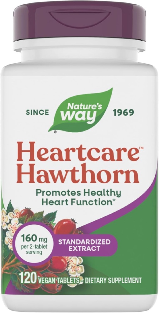 Nature's Way Heart Care Hawthorn Extract, tukee terveellistä sydämen toimintaa*, 120 tablettia