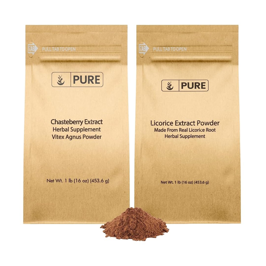 PURE ORIGINAL INGREDIENTS Chasteberry Extract and Licorice Extract Bundle, 1 lb Each, Non-GMO, Gluten Free Supplements