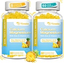 pastilhas de cálcio de alta absorção, pastilhas de magnésio de cálcio sem açúcar com vitamina D3 para homens e mulheres, sabor de abacaxi 120 Cts