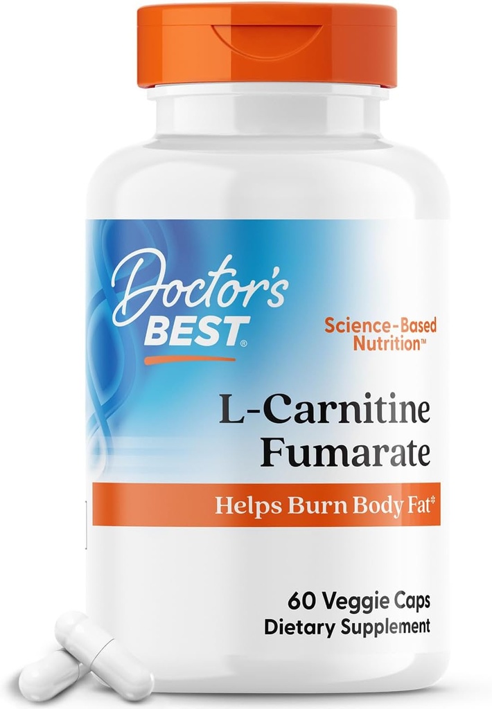 Doctors BEST L- Carnitine Fumarate, Helling Burn Body Fat, Non-GMO, Gluten Free, Soy Free, Vegan 60 Veggie Caps