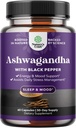 有机Ashwagandha 根粉 60 Capsules - Ashwagandha 配有黑椒抽取粉补充剂,用于对女性和男性的放松,睡眠和免疫支持 - 有机惠塔尼亚 Somnifera 根粉补充剂