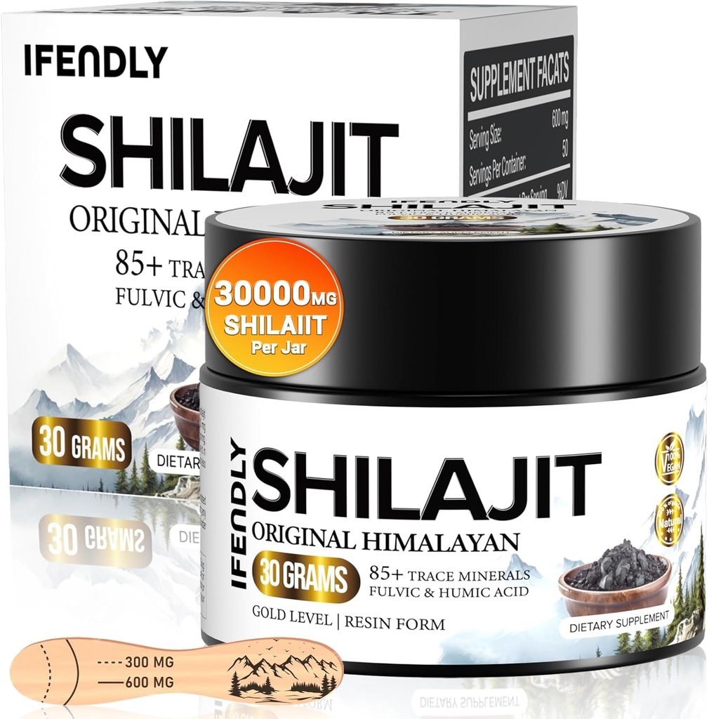 Shilajit Resin, Shilajit for Men & Women, Shilajit Pure Himalayan Organic - 600mg Potency Gold Grade, with 85+ Trace Minerals, Fulvic & Humic Acid, for Stamina, Imunity & Strength, 50 Servings (30g)