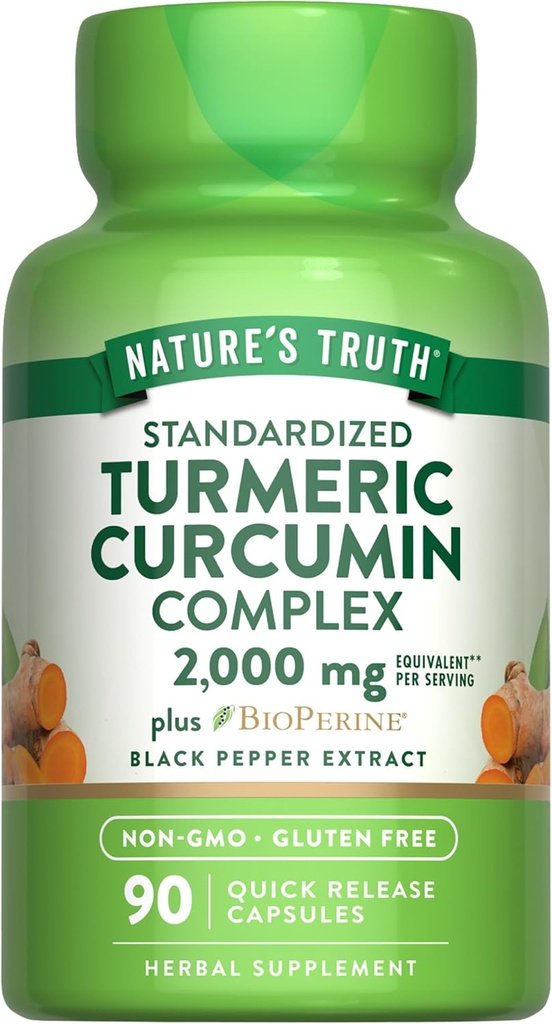La verità della natura capsule curcuma curcuma | 2000mg | 90 conte | con 95% curcuminoidi standardizzati e bioperina | Non OGM e Gluten supplemento gratuito