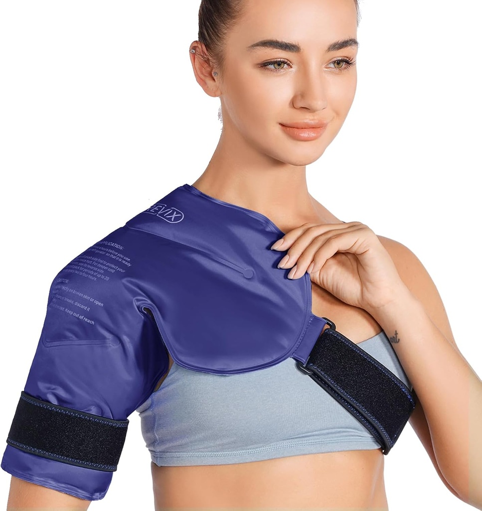 REVIX Skulder Ice Pack Rotator Cuff Cold Therapy, Ice Packs til skader Genanvendelige Gel til skuldre Smerte Relief, Bursitis og hævelse, Cold Compress Skulder Ice Wrap