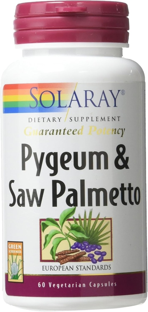 Solaray Pygeum és Saw Palmetto kiegészítés, 60 gróf