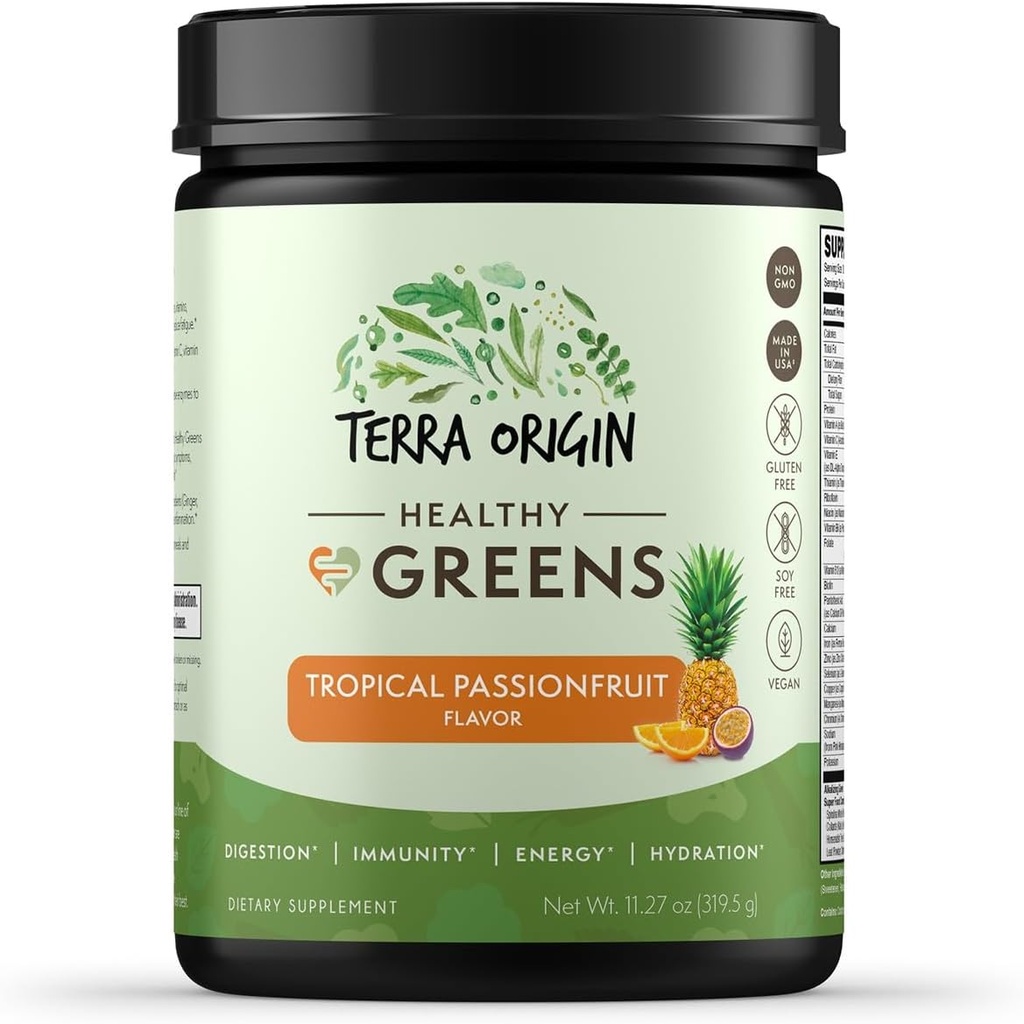 TERRA ORIGIN בריא אבקה צמחייה | Superfood Digestive Enzyme & Probiotics | Immune, Gut, and Digestive Support for Women