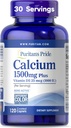 Puritan's Pride Absorbable Calcium 1500 mg Plus D3-vitamiini 25 mcg 1000 IU, Luunvahvuuden, sydämen, hermojen, lihasten ja immuunisupportin ravintolisä, 120 päällystettyä Kapselit