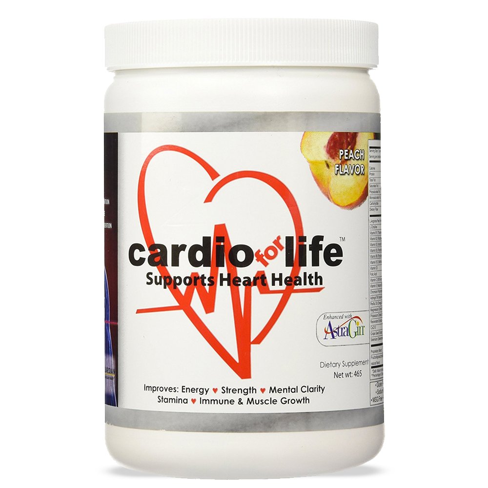 Health Guardian Cardio for Life L-Arginine Powder 16oz - Natural Nitric Oxide Supplement Cardiovascular Increase Energy - Peach