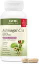 GNC Herbal Plus Ashwagandha 600mg 补充剂、临床力量、蔬菜、压力救济支助、30名服务人员
