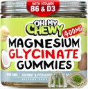 Center-Filled Magnesium Glycnate Gummys 400MG - 儿童、青少年和成年人的高吸收率 - 睡眠、冷静和肌肉放松补充B6 & D3 - Gluten Free & Vegan Friendly - 60 Counter