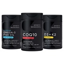 Sports Research® Body Wellness Pack - Wild Alaskan Pollock Omega-3 Fish Oil 1250mg, 200mg CoQ10 Enhanced w/Coconut MCT Oil & Vegan 5000IU Vitamin D + 100mcg Mk7 Vitamin K2
