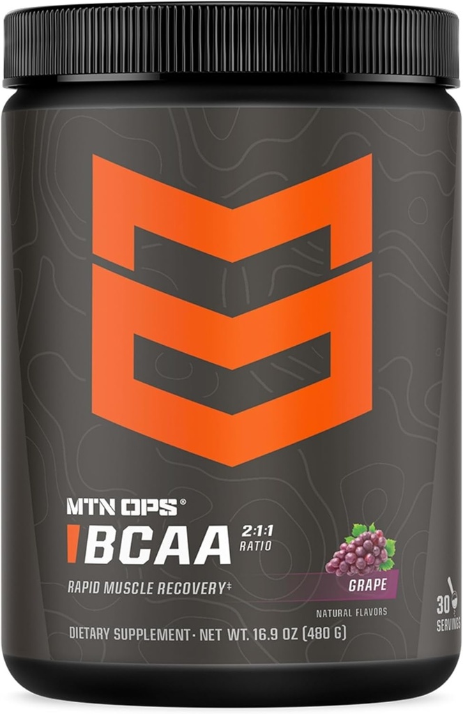 MTN OPS BCAA Powder 2: 1: 1 Amino acids bổ trợ Powder cho việc phục hồi cơ và phục hồi nhanh chóng với Zero Sugar & Gluten free - 30Servings, Grape