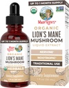 MaryRuth Organics Lions Mane Mushroom Supplement, Up to 1 Month Supply, Nootropic USDA Organic Lions Mane Extract Nervine Herbal Liquid Drops, Brain Health Non-GMO Vegan Alcohol Free Tincture, 1 Fl Oz