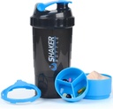 Protein Shaker Bottle - Sports Water Bottle - Non Slip 3 Layer Twist Off 3oz Cups with Pill Tray - Leak Proof Shake Bottle Mixer- Protein Powder 22 oz Shake Cup con almacenamento