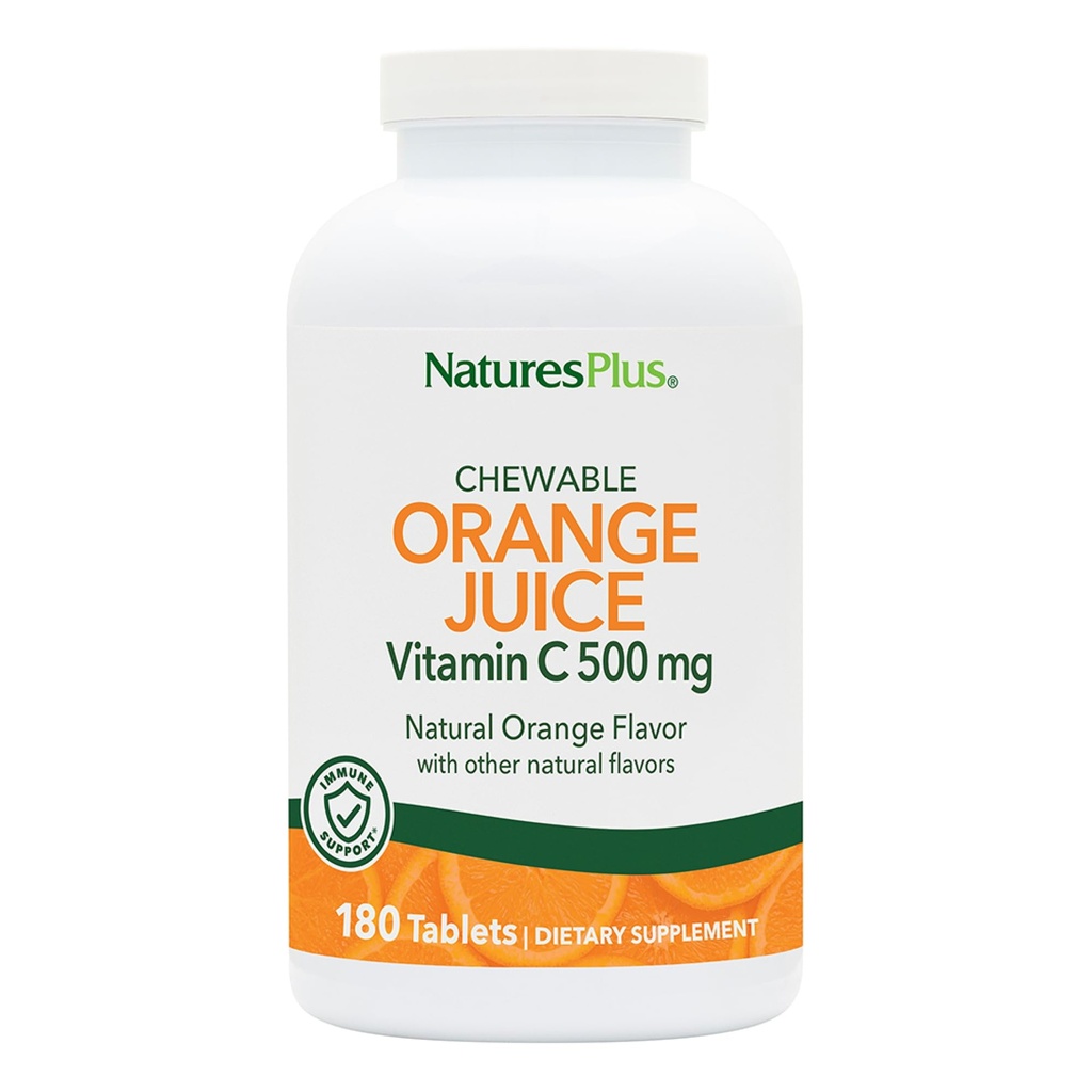 NaturesPlus Orange Juice - 180 Chewable Tablets, 2 Pack - 500 mg Vitamin C - High-Potency Immune Support Supplement, Antioxidant - Gentle on Stomach - Vegan, Gluten Free - 360 Servings