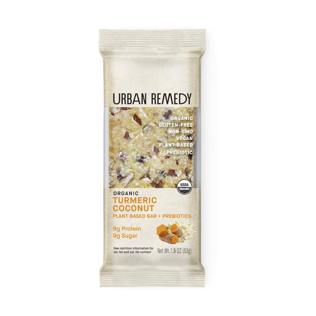 Urban Remedy Organic Golden Turmeric Plant Protein Bar + Prebióticos, 1.9 Oz