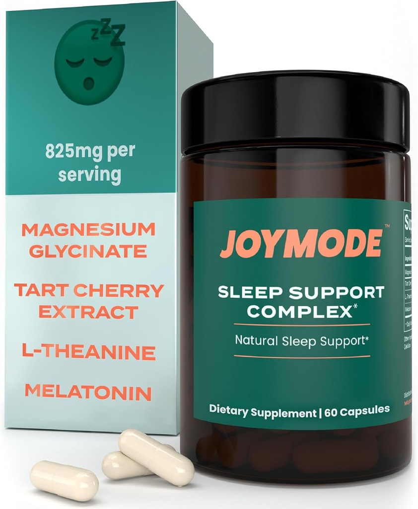 JOYMODE Sleep Aid Допълнение за възрастни (60 ct) с L Theanine, Melatonin & 125mg Магнезий Glycitinate, 500mg Tart Cherry Extract from CherryPURE for Sleep Support