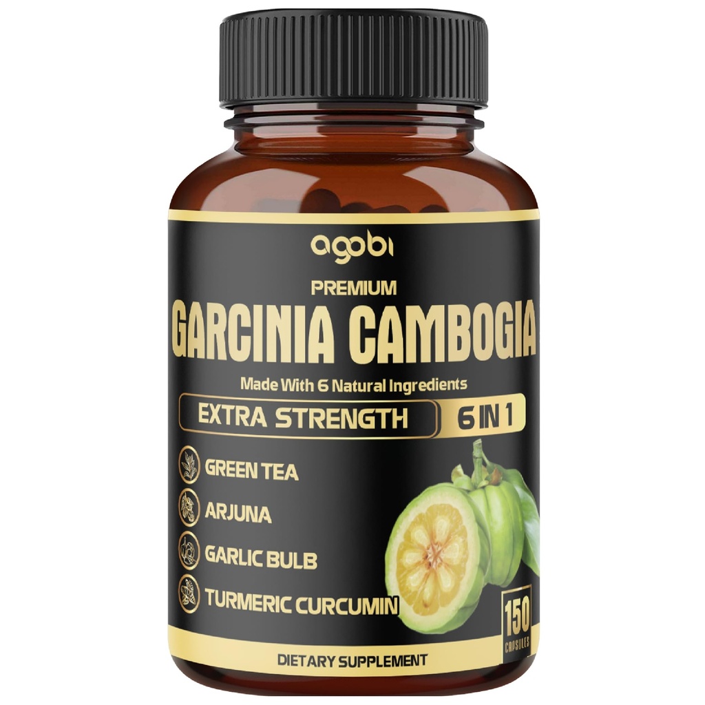 Premium Garcinia Cambogia Capsules with Green Tea, Arjuna, Garlic, Turmeric, Black Pepper - Body Health & Immune Support Supplement - 1 Pack 150 Caps for 5 Months