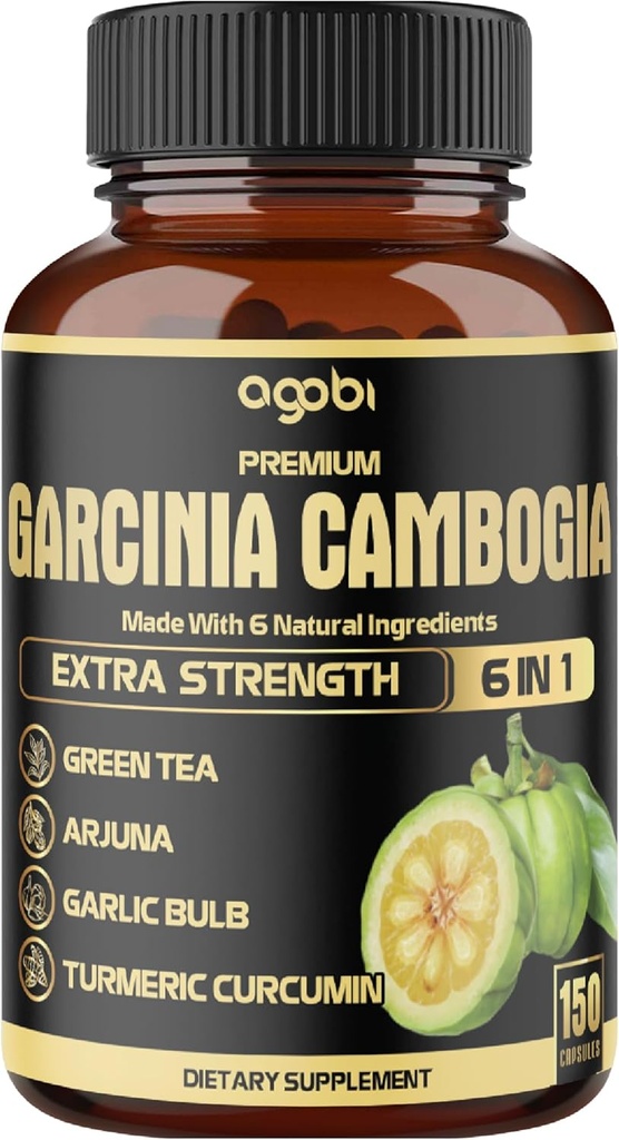 Premium Garcinia Cambogia kapsler med grønn te, Arjuna, hvitløk, gurkemeie, svart pepper - Body Health & Immune Support Supplement - 1 Pack 150 Caps i 5 måneder