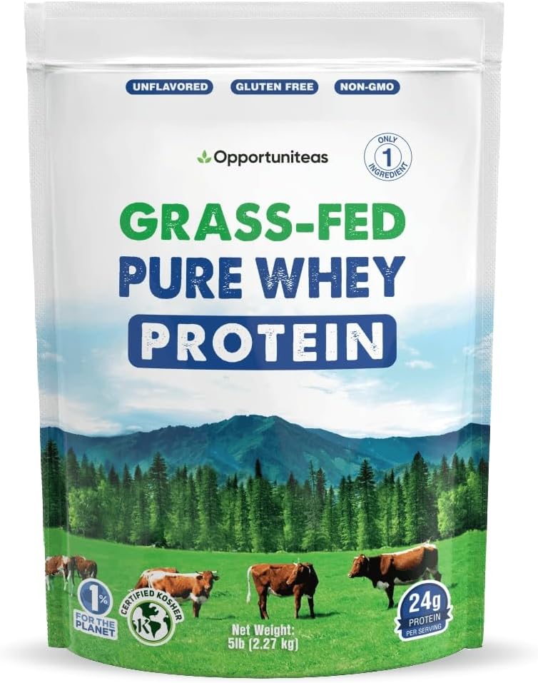 Opportuniteas Grass Fed Whey Protein Toz Kondensiyası - 1 Material - İçki üçün Pure Protein Supplement, Smoothie, Shake, Cooking & Baking - GMO, Hormon Pulsuz və Gluten Pulsuz - 5 Pounds
