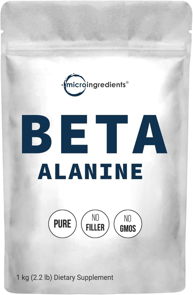 Beta Alanine Powder, Suplemen Murni Beta Alanine, 2.2 Pounds (500 Days Supply), Pengisian Bebas, Amino Energy Pre Workout, Tanpa rasa, Non-GMO dan Vegan Friendly