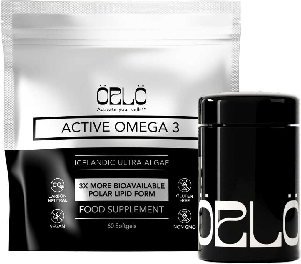 Orlo Omega 3 – Integratore Vegan Omega-3 (EPA & DHA) – Olio di pesce ad alta resistenza & Krill alternativa da olio di alghe (60 Mini Burpless Softgels Kit)