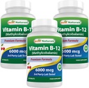 Best Natural Vitamin B-12 kot metilkobalamin (metil B12), 6000 mcg 120 Podjezične tablete (120 število 3)