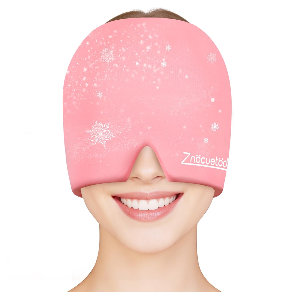 ZNÖCUETÖD Migraine Headache Relief Cap Hat Full Head ice Pack Wrap Cooling Gel Ice Beanie Cold Cap Hot/Cold Compress Therapy for Sinus, Stress, Tension, Head Pain Relief, Gift for Women