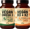 Vegan Omega 3 " Vegan Vitamin D3 + K2 supplement Bundle - Plant-Based DHA " EPA Fatty Acids, 4000 IU Vitamin D3 and 100mcg Vitamin K2 as Mk7