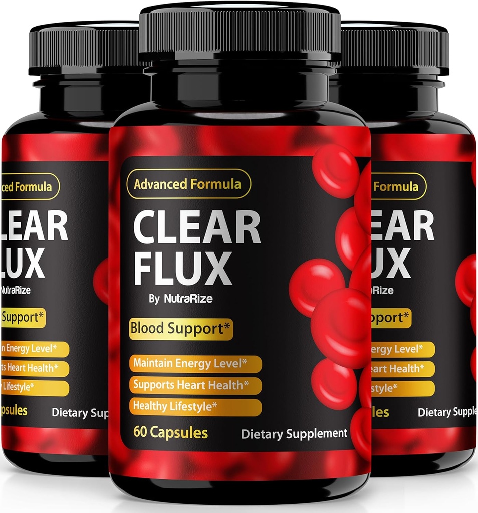 (3 Pack) Clear Flux Χάπια, Επίσημες κάψουλες ClearFlux, All-Φυσική Υποστήριξη, Premium Υποστήριξη για τη Διατήρηση Σταθερών Επιπέδων & Υγιούς Κυκλοφορίας, Φυσικό Clear Flux Health Review (180 Κάψουλες)