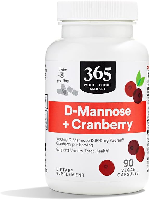 365 โดยตลาดอาหารทั้งประเภท D-Mannose with Cranberry, 90 เคานต์