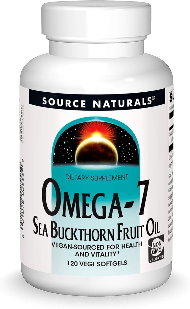 Fonte Naturals Omega-7 Sea Buckthorn Fruit Oil, Não-GMO, Vegan-Fonte para a saúde e vitalidade* - 120 Vegan Softgels