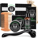 MALE BOŻA Zestaw wzrostu, Beard Kit W / Beard Growth Oil, Beard Balm, Beard Comb, Masażer Spot / Patchy Beard, Boże Narodzenie prezenty dla mężczyzn jego chłopak mąż