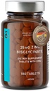 CLAV ® Cink Bisglicinate 25mg - 180 tabletta (6 hónapos ellátás) - természetes kelátos cinkkiegészítés - Vegán Cink Glicinát Immun- és bőrtámogatáshoz