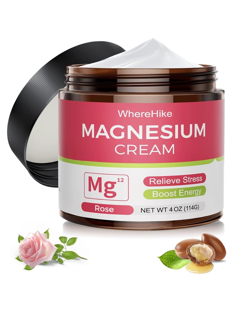 Natural Topical Magnesium Cream for sleep,Nighttime Magnesium Lotion for Pain and Leg Cramps,Muscleسترخيation, Calm,Deep Hydration for Skin Care.(Rose-1)