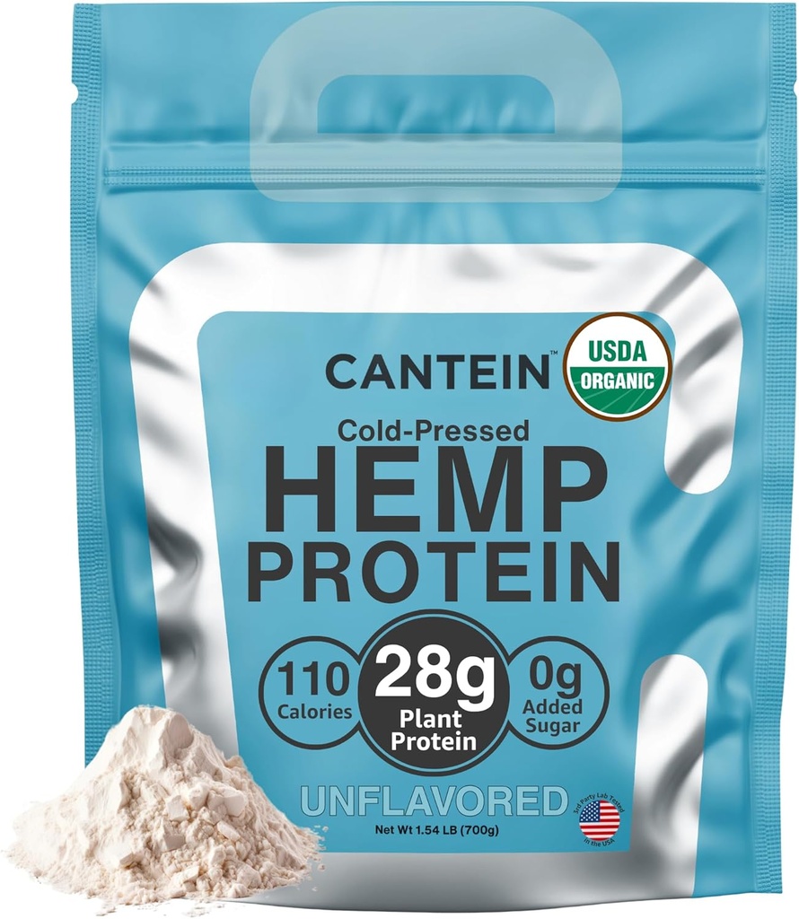 Organic Hemp Protein Powder, Plant Based och Vegan Protein Shake, Lactose och Dairy Free, Gluten Free, Clean and Natural- Unflavored (20 Servings)