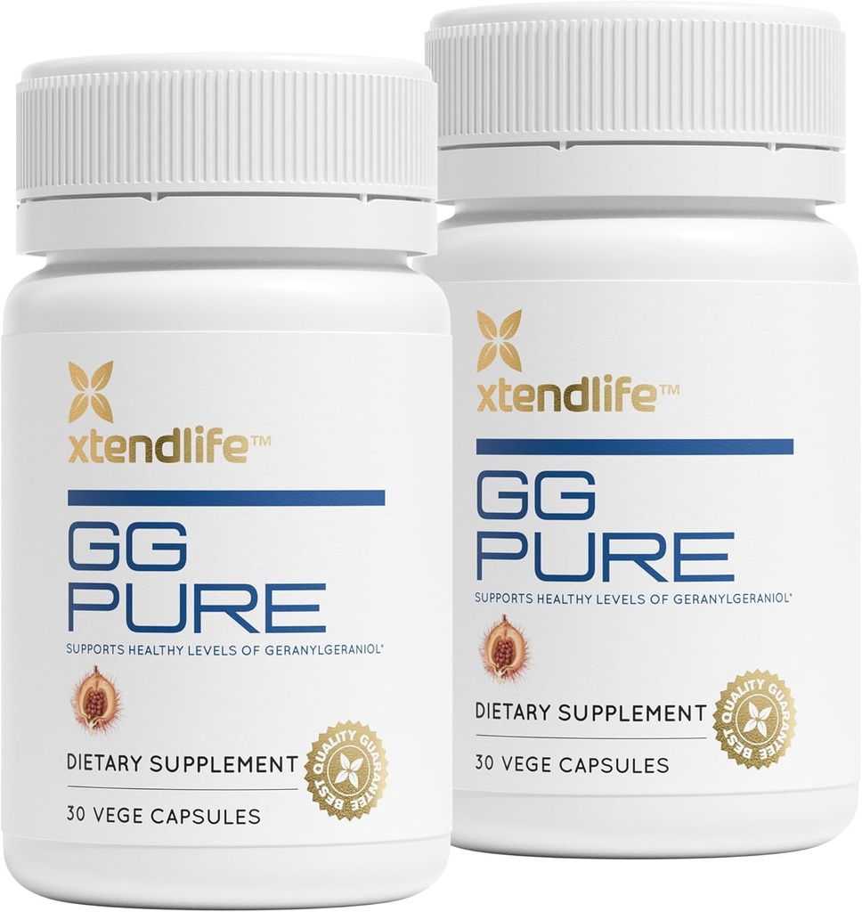Xtendlife GG Pure Geranylgeraniol para CoQ10, ósos, músculo e soporte cardíaco - 150mg GG de sementes de Annatto - Ideal para usuarios de Statin - 2 Mes de subministración (Pack of 2)