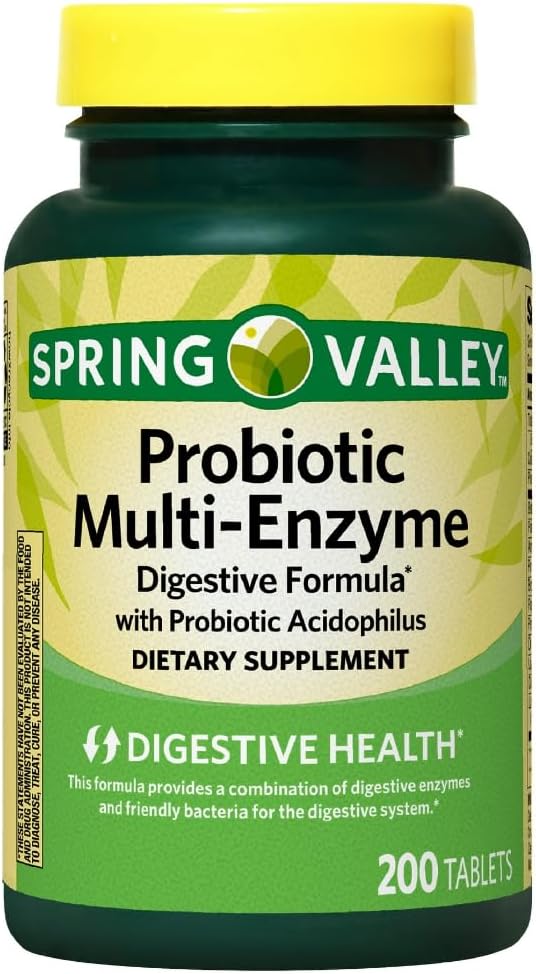 Spring Valley Probiyotik Multi-Enzyme Digestive Formula Tabletleri, 200 Kont